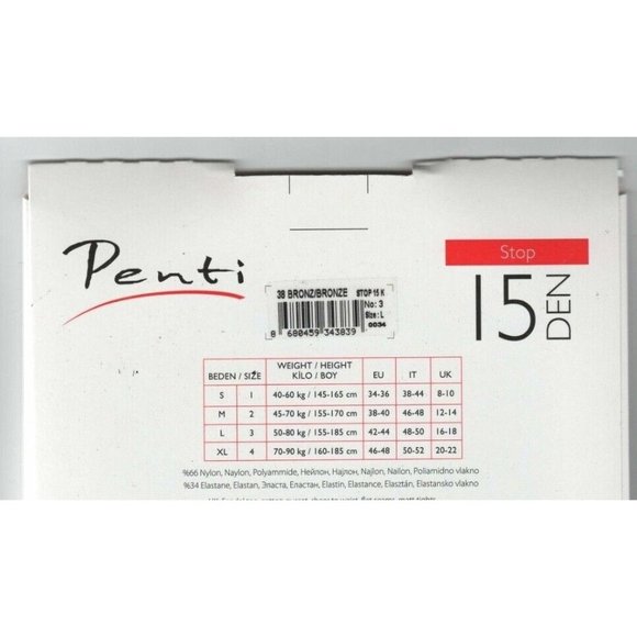 Penti Stop 15 Den Bronze Large #3 Mat New Tech Hole Stop Elegant Tights 3839 - Picture 2 of 10